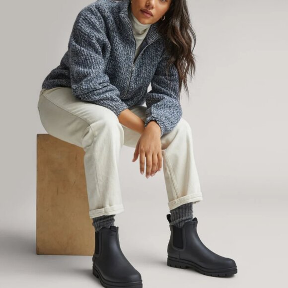 EVERLANE The Rain Boot Solid Black Lug Sole Chunky Pull On Waterproof - Picture 2 of 6